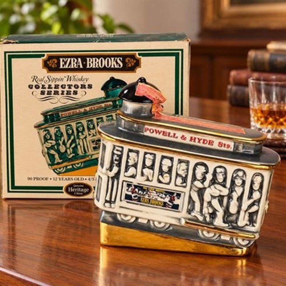 Vintage Ezra Brooks Cable Car Decanter Powell & Hyde Sts Heritage China